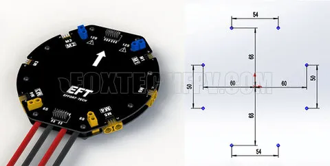 Плата распределения питания EFT V3 480A, PDB (для x4-x6 ESC)