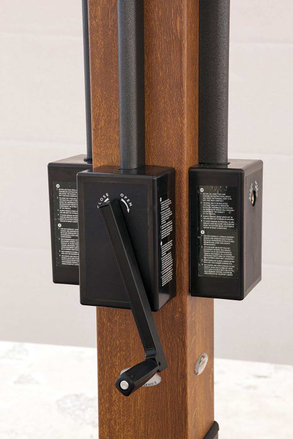Зонт профессиональный четырехкупольный 6х6 м Scolaro Wood Poker, имитация ироко, слоновая кость