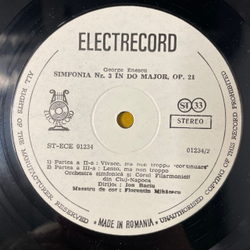 Винтажная виниловая пластинка LP Джордже Энеску, George Enescu Ion Baciu Simfonia Nr 3 In Do Major Op 21 (Румыния 1977)