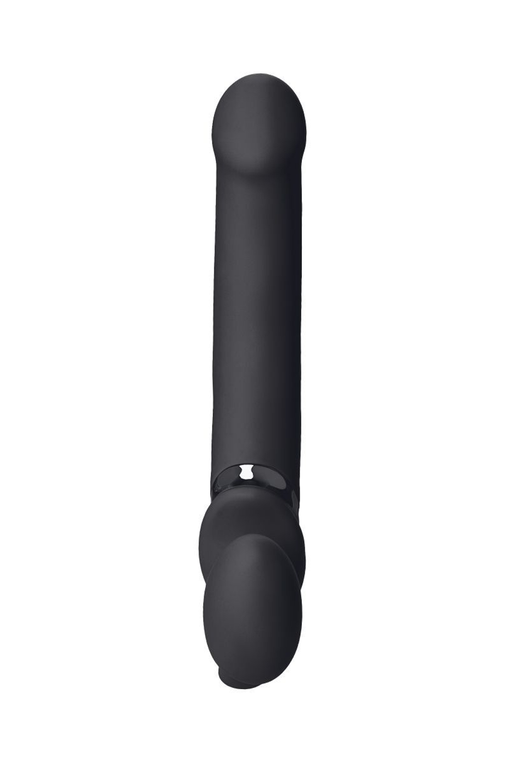 Черный безремневой вибрострапон Vibrating Bendable Strap-On - size L (Цвет: черный)