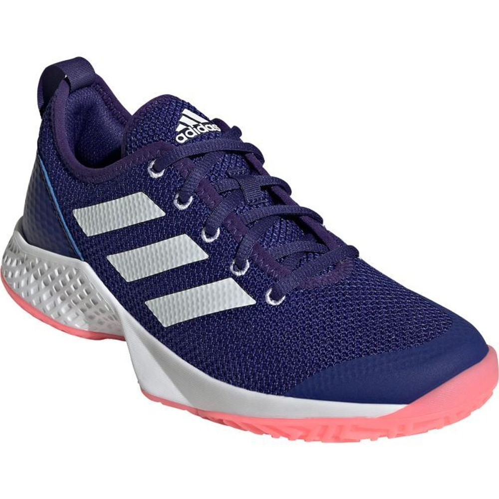 Женские Кроссовки теннисные Adidas Court Flash W - legacy indigo/white/acid red