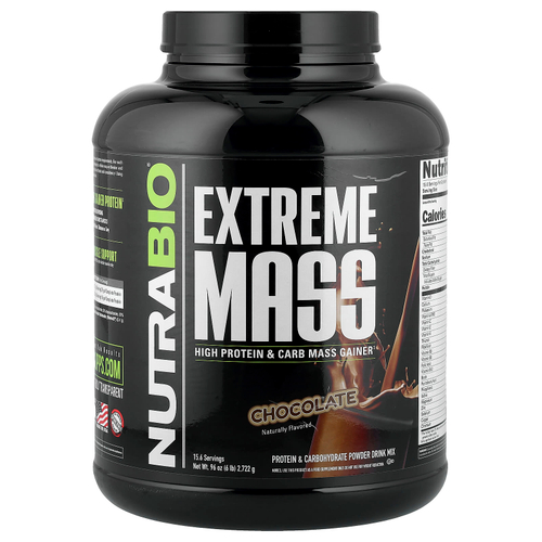 NutraBio, Extreme Mass, с шоколадным вкусом, 2722 г (6 фунтов)