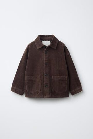 ZARA ВЕЛЬВЕТОВАЯ КУРТКА-РУБАШКА, КОРИЧНЕВЫЙ