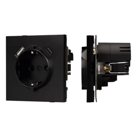 Механизм розетки с USB зарядкой SCT-TENDO-MUAC-PL-BK (230V, 16A) (Arlight, -)