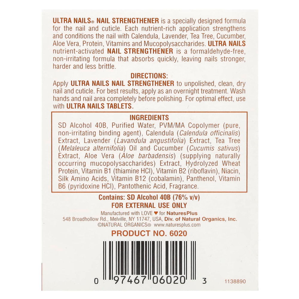 NaturesPlus, Ultra Nails®, средство для укрепления ногтей, 7,4 мл (0,25 жидк. унции)