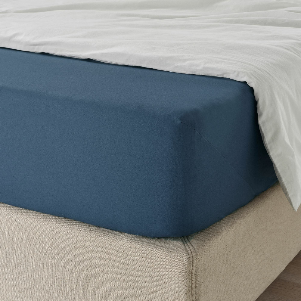 Простыня на резинке IKEA ULLVIDE (УЛЛЬВИДЕ), Темно-синий, 90х200 см