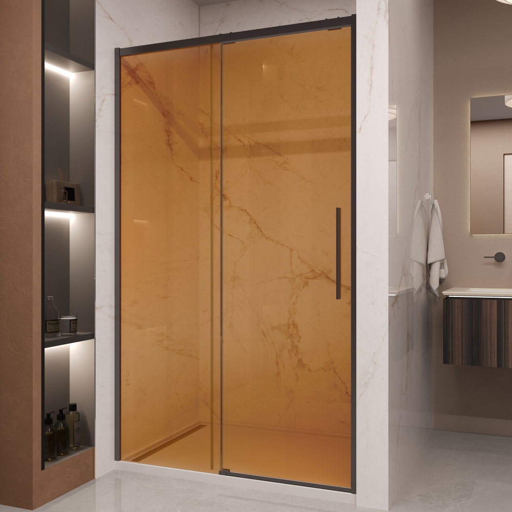 Душевая дверь Vincea Стелла (Stella) VDS-1ST120GSB, 1200, черный, стекло янтарь