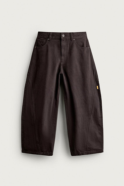 ZARA БРЮКИ BALLOON FIT СО ШВАМИ, КОРИЧНЕВЫЙ
