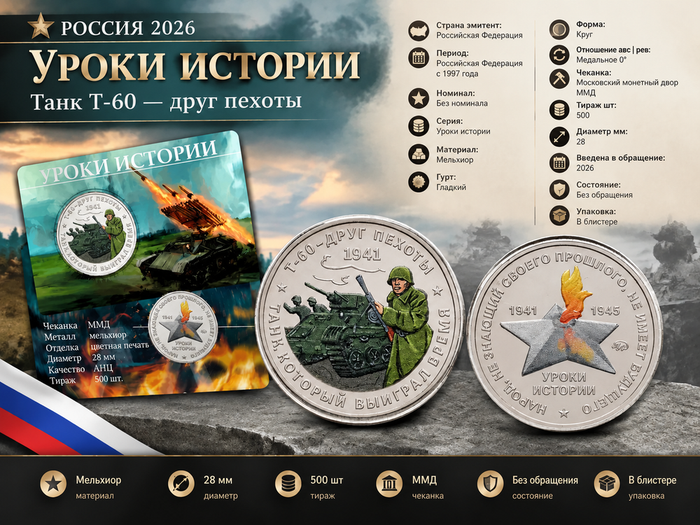 Россия 2026 Уроки истории - Танк Т-60 друг пехоты