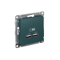 Розетка с USB A+A Systeme Electric AtlasDesign Изумруд ATN000833