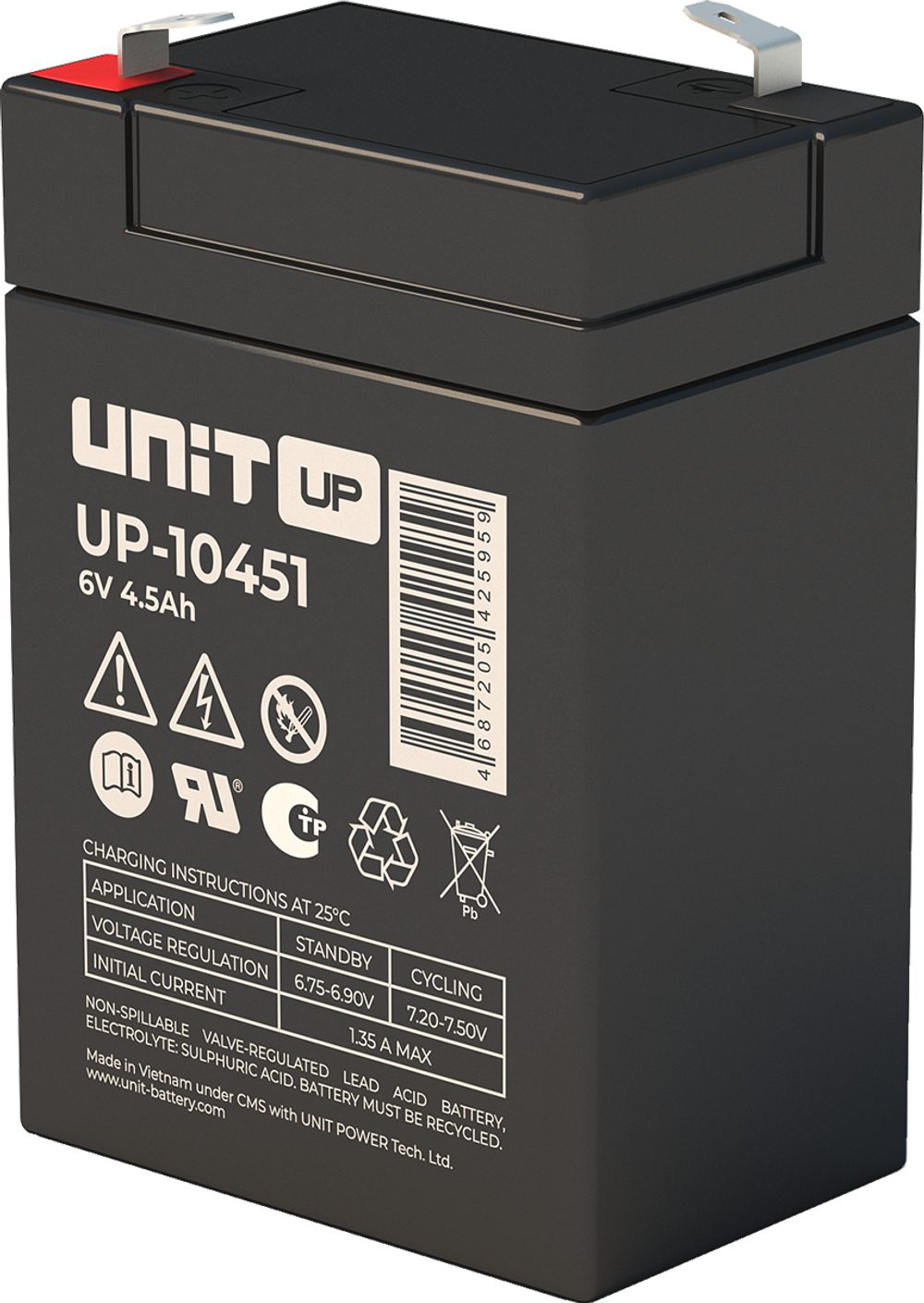Аккумулятор UNIT UP-10451 ( 4,5Ач / 6В ) AGM