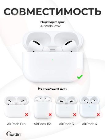 Чехол для Airpods Pro 2 Gurdini прорезиненный soft touch c карабином Белый
