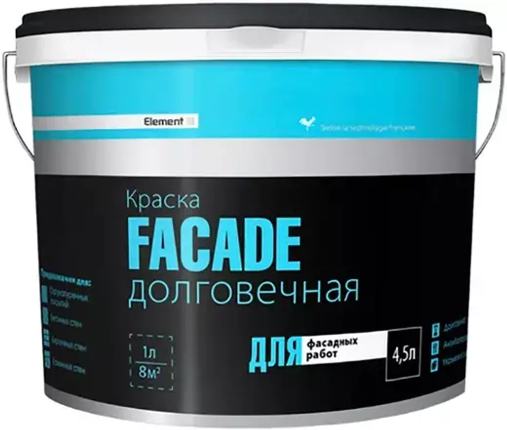 Краска Alpa Element SE Facade долговечная для фасадных работ белая 4,5л
