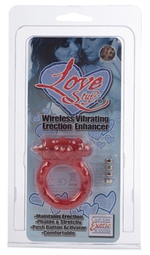 Красное эрекционное кольцо на пенис с вибрацией LOVE STUFF