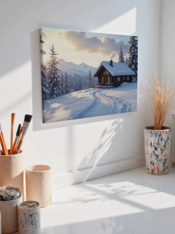 Картина на стену 40 X 50 Зима избушка