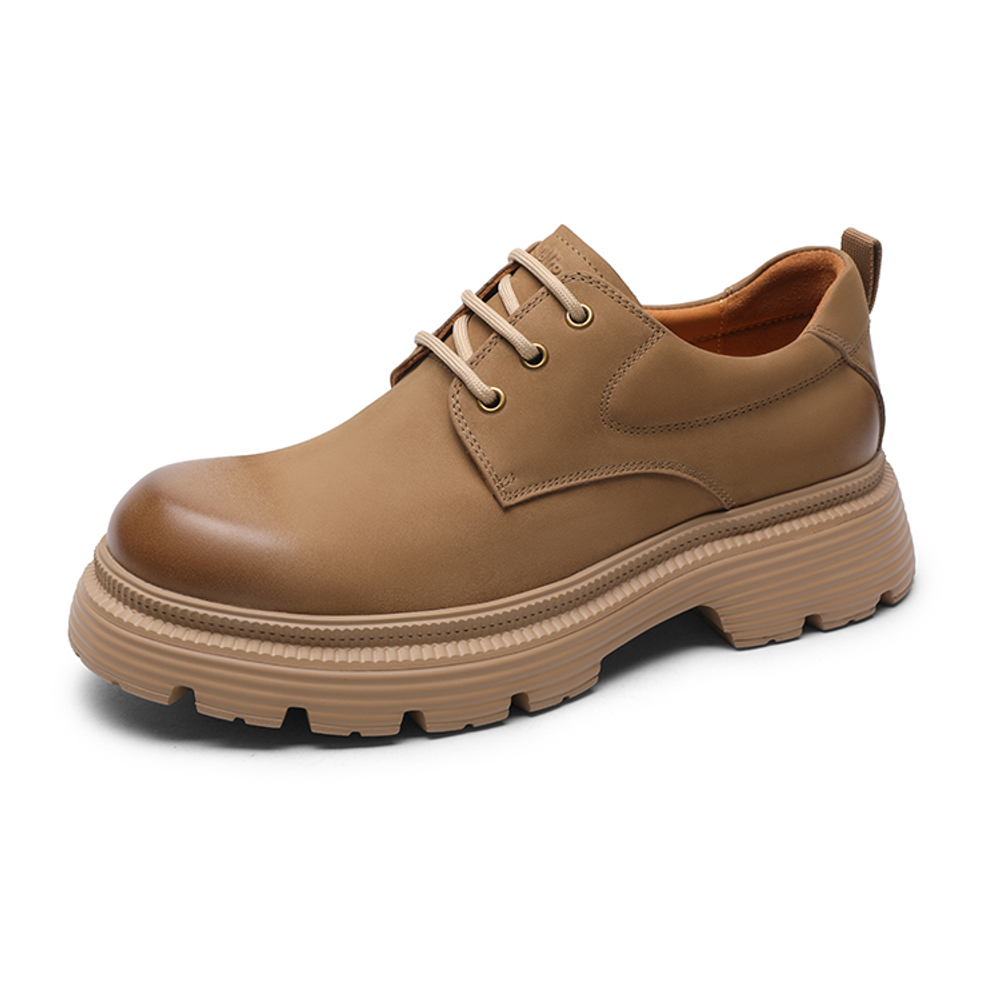 GOLDLION Top Grain Cow Leather Work Boots Men"s Earth Yellow