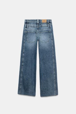 ZARA ДЖИНСЫ Z1975 WIDE-LEG С ДВОЙНОЙ ПОСАДКОЙ, ВЫЦВЕТШИЙ СИНИЙ