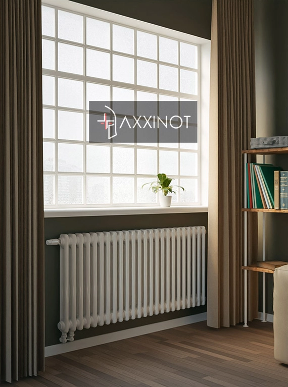 Axxinot Sentir 2050 - двухтрубный трубчатый радиатор высотой 500 мм, нижнее подключение с термовентилем, белый