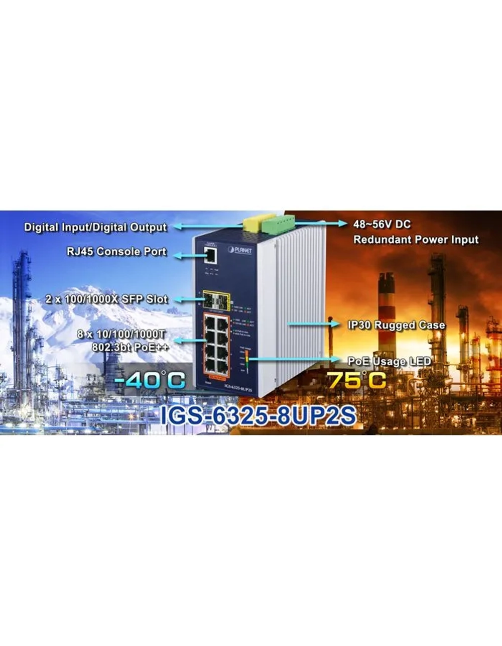 Коммутатор Planet IGS-6325-8UP2S