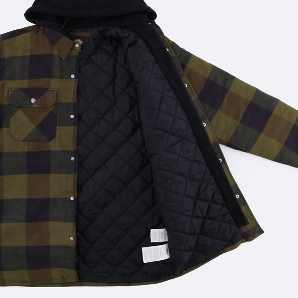 Куртка Dickies Flannel Hooded Shirt Jacket (navy/brown duck buffalo) артикул: - купить в магазине Дайс