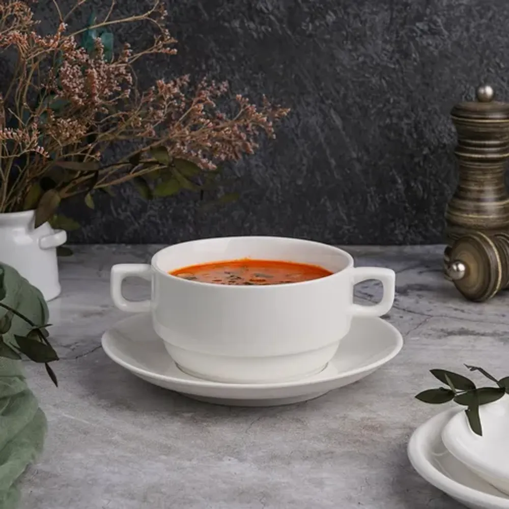 Бульонная пара 350 мл d 11,5 см h6 см белая фарфор Stackable P.L. Proff Cuisine [4]