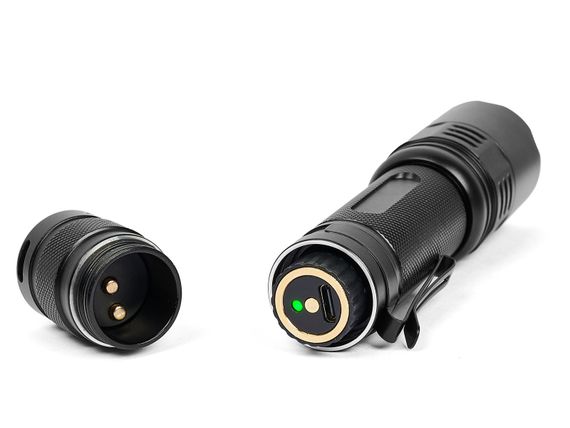 Ручной фонарь Skywoods Tactic 1800 люмен USB-Type C холодный свет IP67