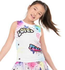 Футболка для девочки теннисная Lucky in Love Novelty Print Graffiti Squad Tie Back Tank - разноцветный