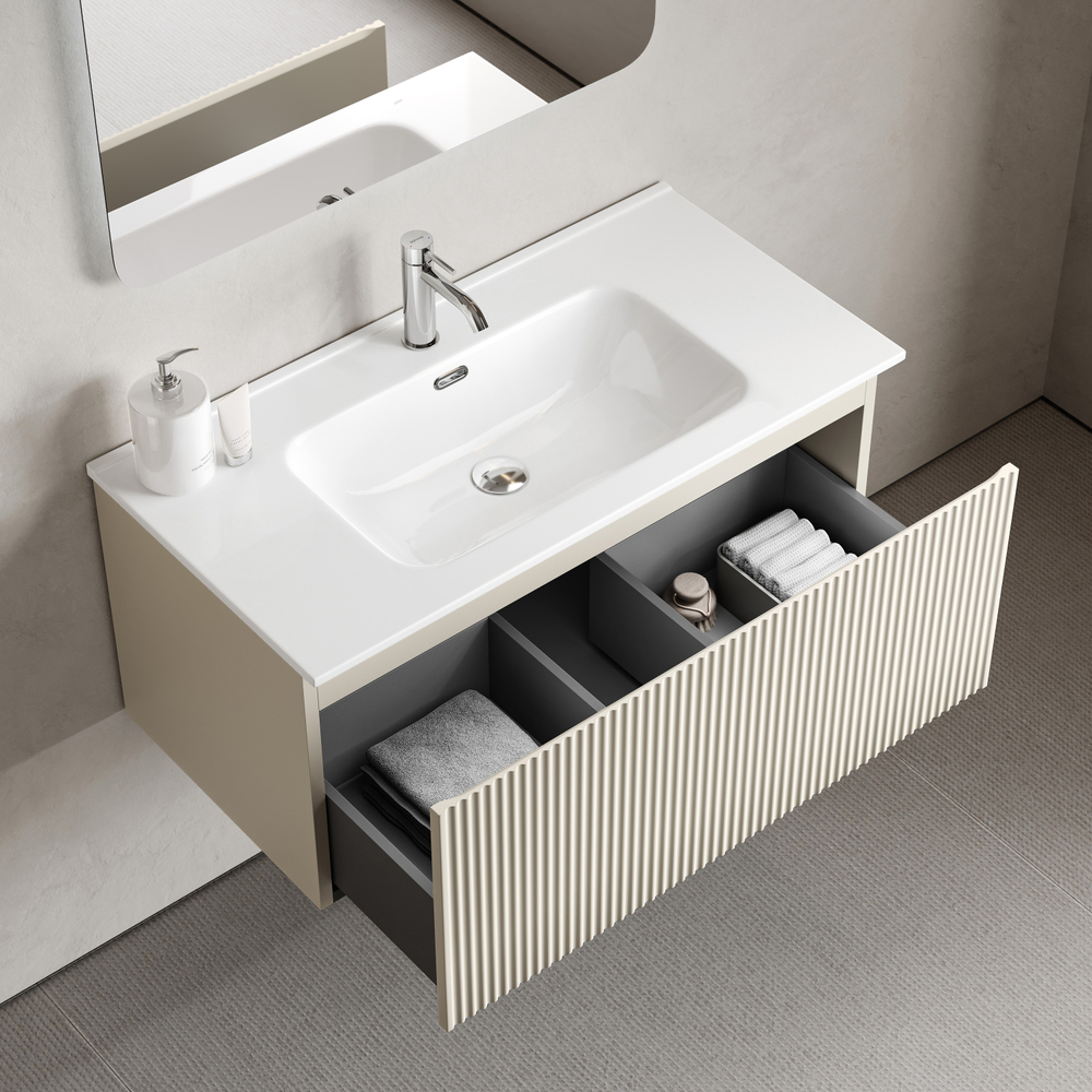 Тумба подвесная Sancos Snob R 1.0 с одним ящиком 890х445х406, Beige Soft, SNR1.090CE, арт. SNR1.090CE