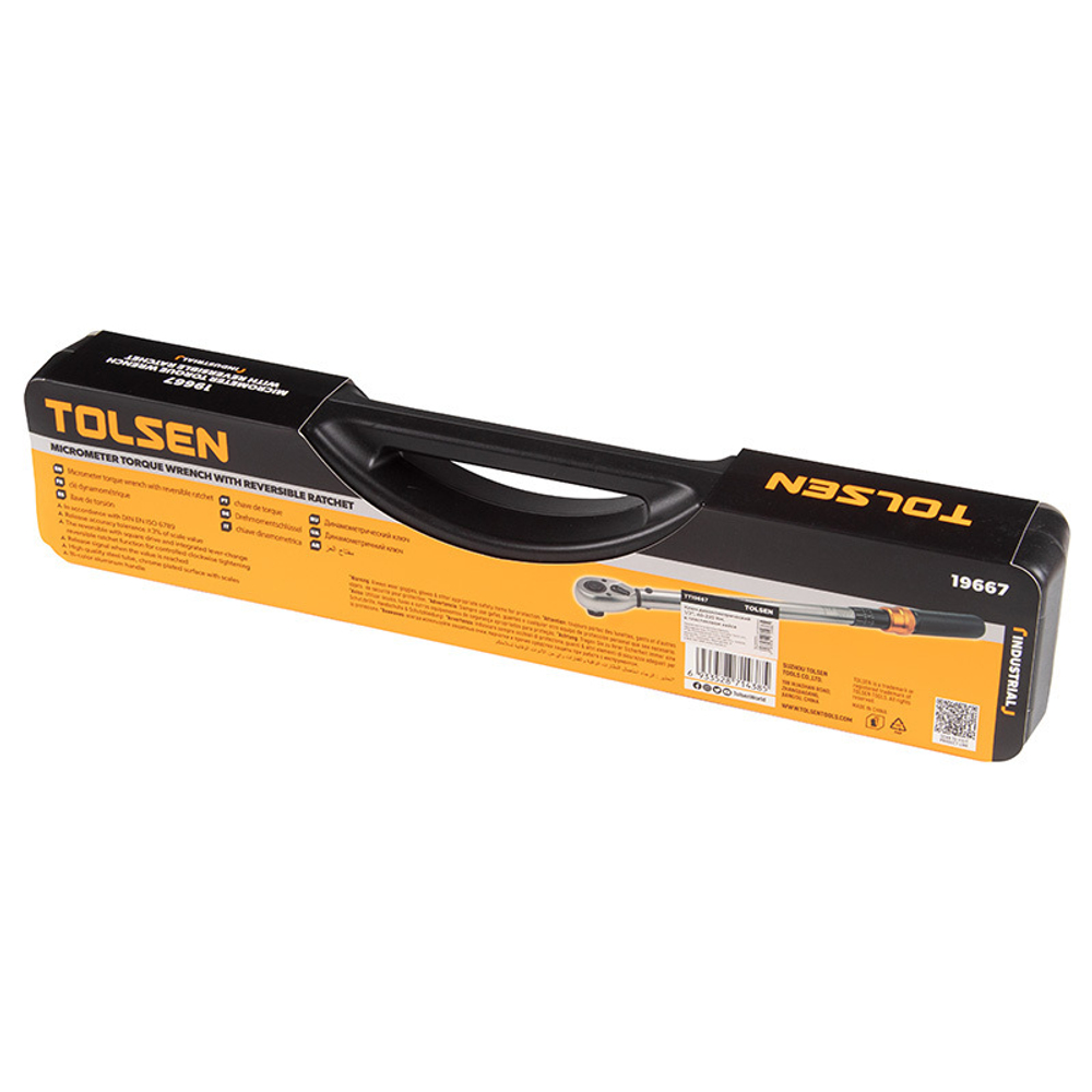 TOLSEN (TT19667) Динамометрический ключ 1/2", 40-220 Нм, для левой и правой резьбы, кейс
