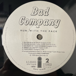 Винтажная виниловая пластинка LP Bad Company Run With The Pack (Япония 1976) (Без Оби)