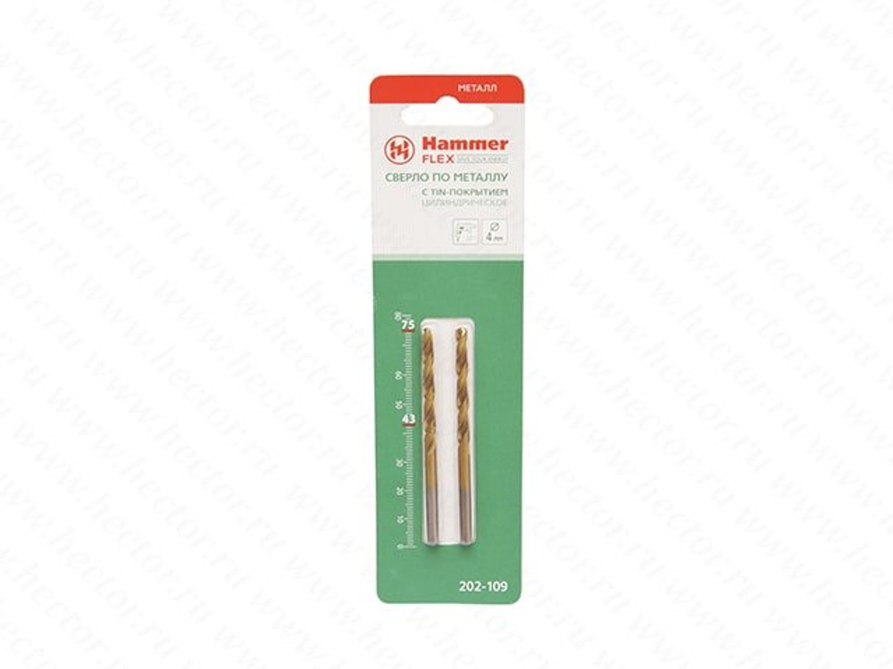 Сверло 4,0 ц/х HAMMER DR MT 75/43мм (2шт) 202-109