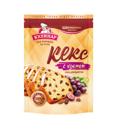 Смесь д/выпечки Кулинар кекс с изюмом пакет  300гр/12