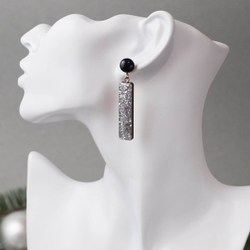 Серьги - Вертикаль 5,5 см - Серебряный Блеск