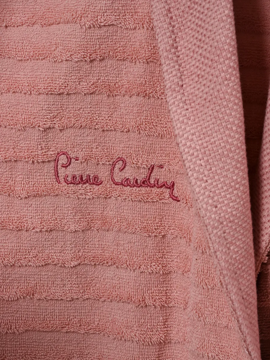 AST00051 PIERRE CARDIN HOME Набор 2 халата 2 полот. для лица 50х90 2 для тела 70х140 жаккарда с логотипом розовы-крем — фото 17