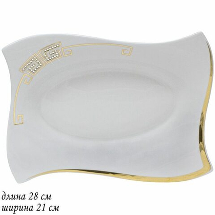 Lenardi 108-135 Прямоугольное блюдо 28см GIVENCHI GOLD в под.уп.(х12) Фарфор