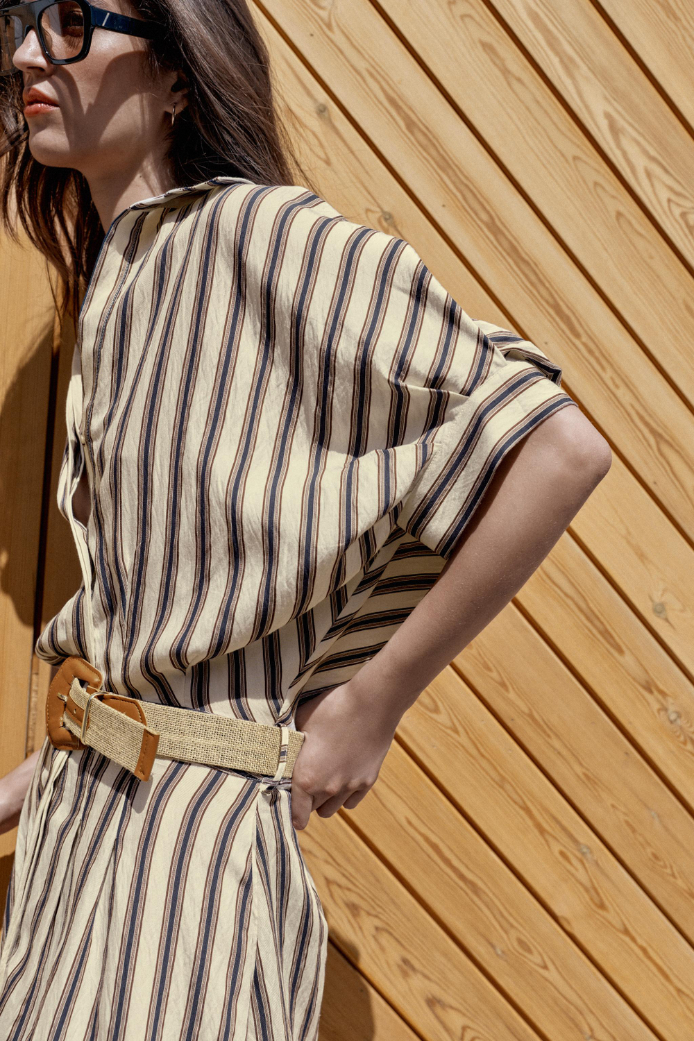 ПЛАТЬЕ МИДИ В ПОЛОСКУ С РЕМНЕМ — ZARA