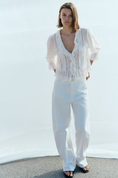 Блузка с кружевной лентой - H&M