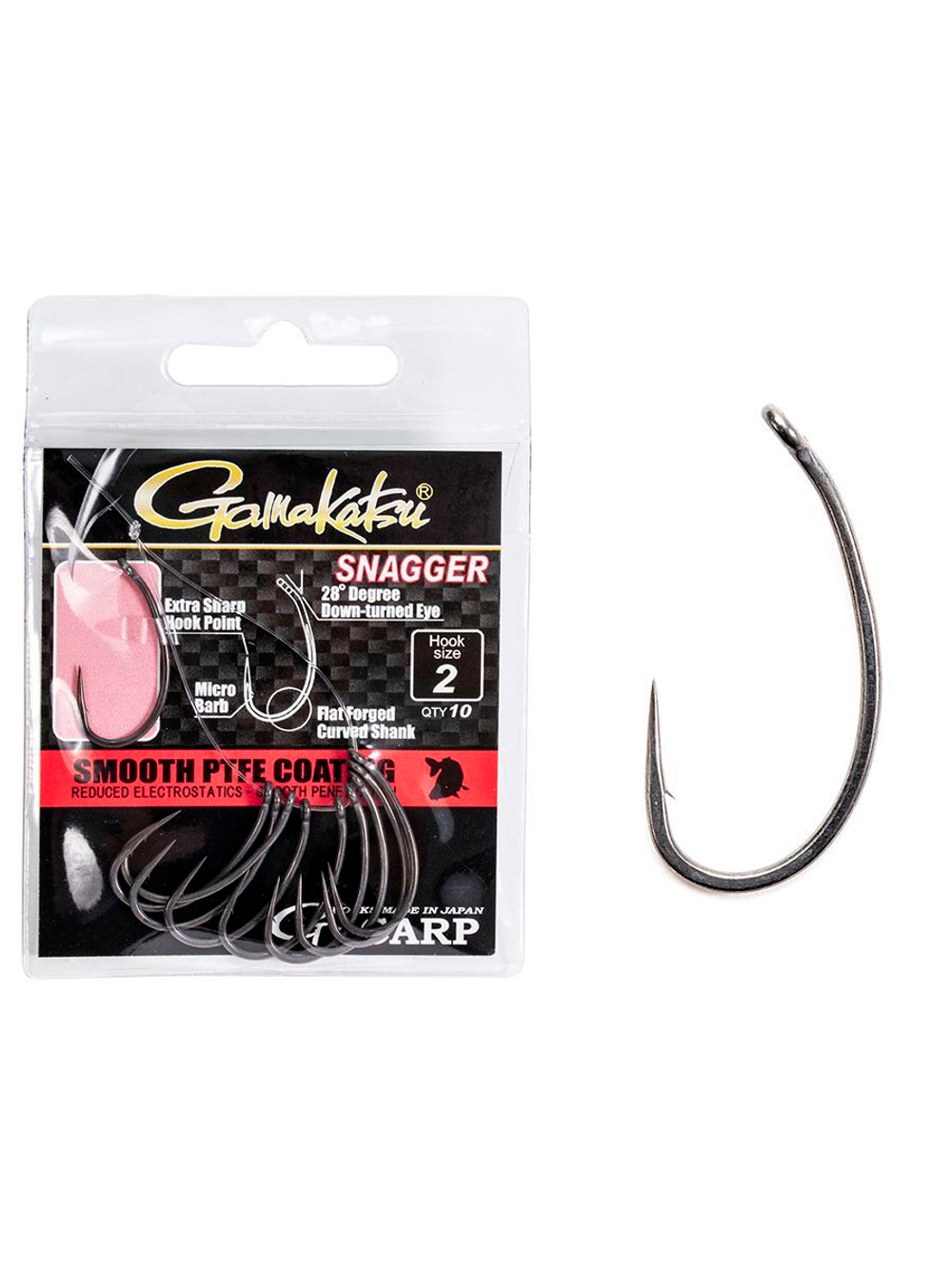 Крючки Gamakatsu G-Carp SNAGGER HOOKS размер 02 (упк.10шт.)