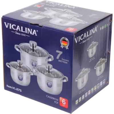 Набор посуды из нержавеющей стали VICALINA 3 предмета (3 кастрюли 1,9л, 2,6л, 3,7л) VL-275