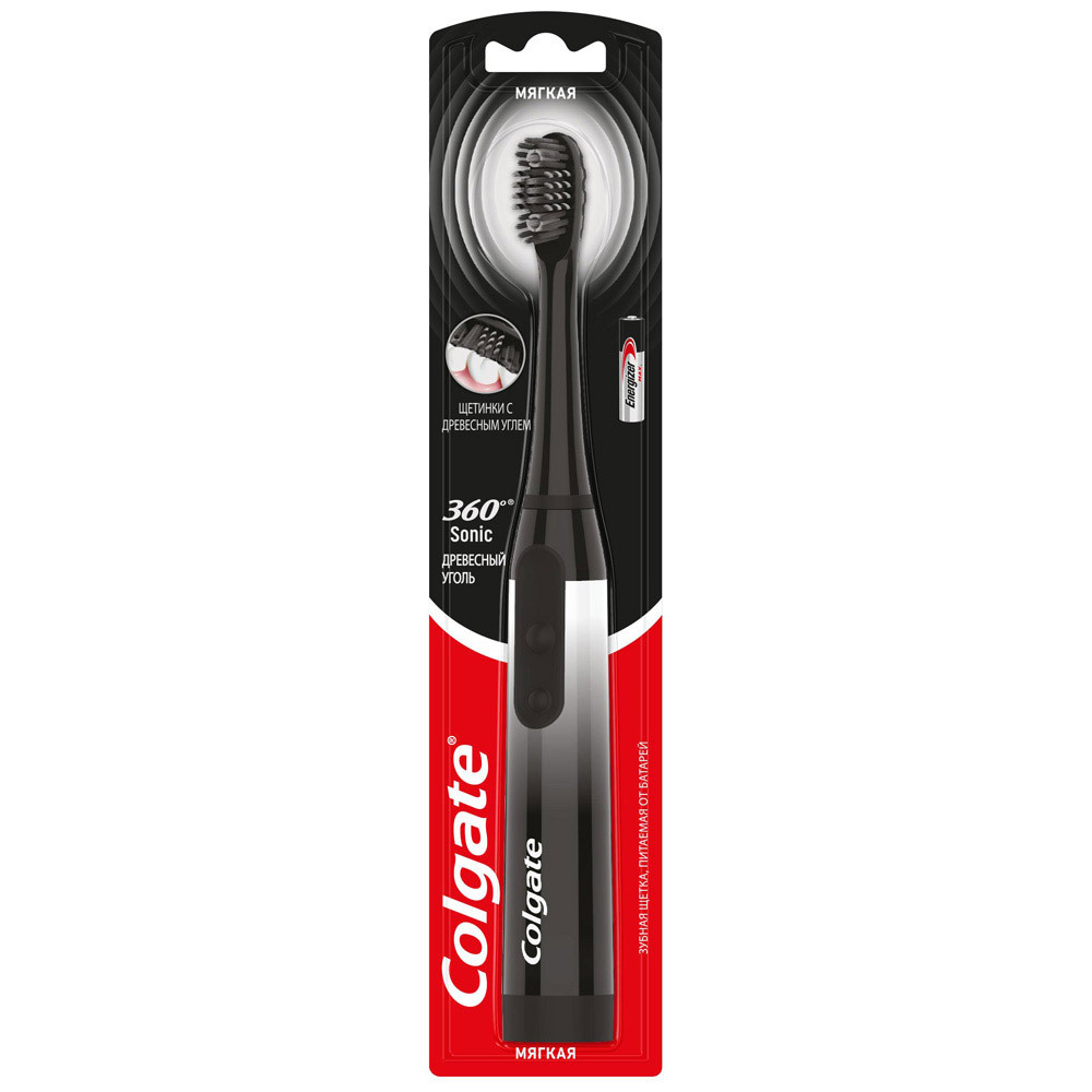 Зубная щётка Colgate 360° Sonic Древесный уголь (на батарейке)