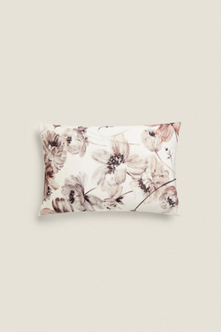 ZARA HOME ХЛОПКОВЫЙ ЧЕХОЛ ДЛЯ ДЕКОРАТИВНОЙ ПОДУШКИ С ЦВЕТОЧНЫМ ПРИНТОМ, РОЗОВЫЙ