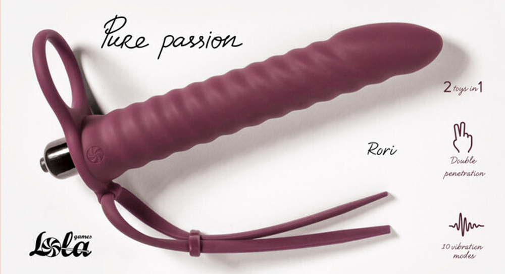 Вибронасадка для двойного проникновения Pure Passion Rori Wine Red (Цвет: бордовый)