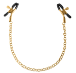 Чёрные с золотом зажимы на соски Gold Chain Nipple Clamps (Цвет: золото)