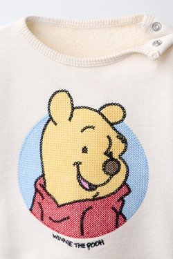 ZARA ТОЛСТОВКА С ВЫШИВКОЙ WINNIE THE POOH © DISNEY, СВЕТЛЫЙ ЭКРЮ