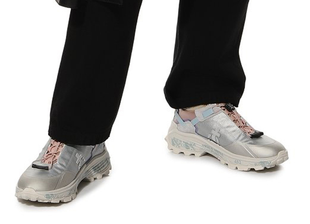 Premiata Cross-D серые с розовым с мехом