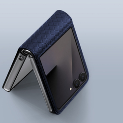 Чехол синего цвета из кожи для Samsung Galaxy Z Flip 8, серия Bril Series Case от Dux Ducis