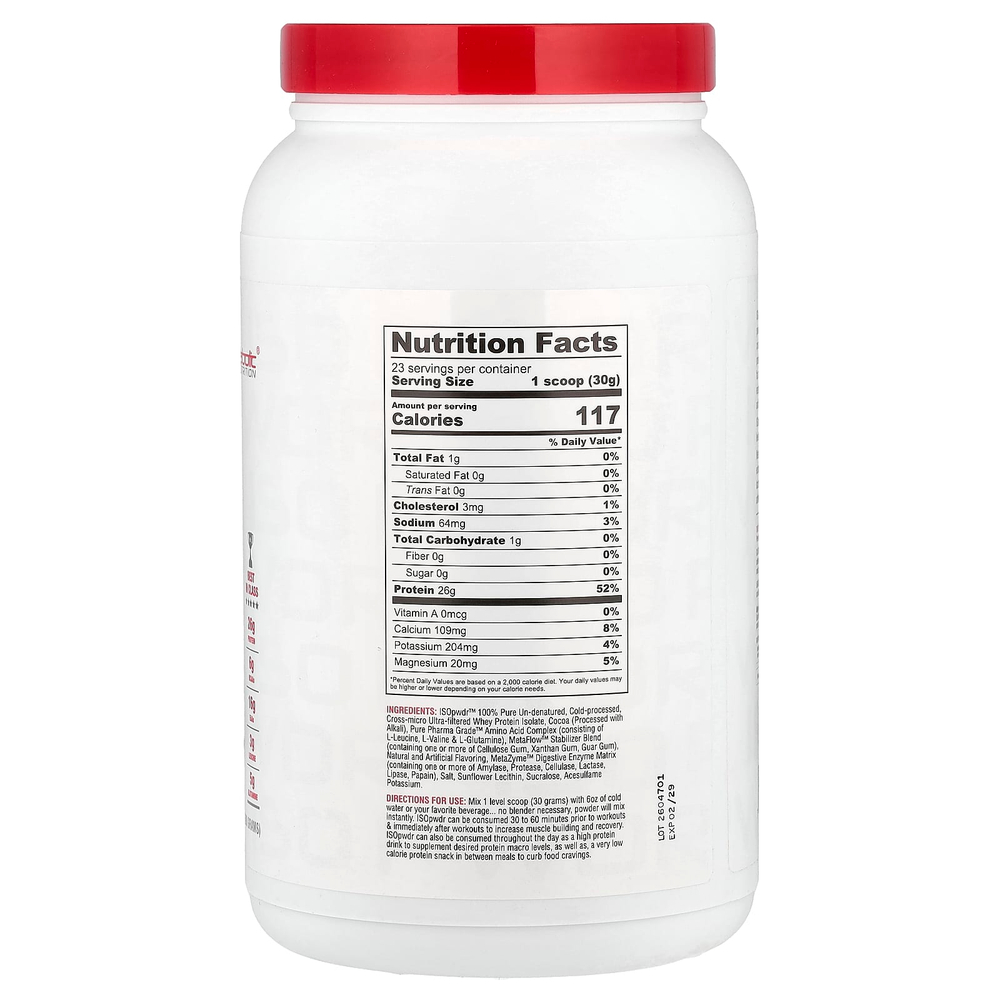 Metabolic Nutrition, ISOpwDR, изолят сывороточного протеина, со вкусом шоколадного кекса, 690 г (1,52 фунта)