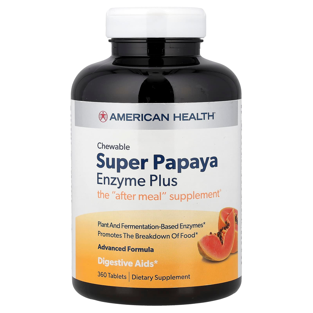 American Health, Super Chewable Papaya Enzyme Plus, 360 таблеток