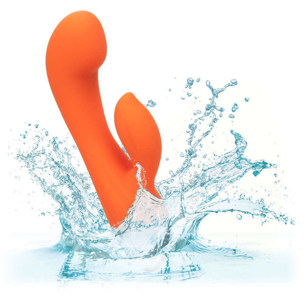 Оранжевый вибромассажер Stella Liquid Silicone Dual “G” - 17,75 см. (Цвет: оранжевый)