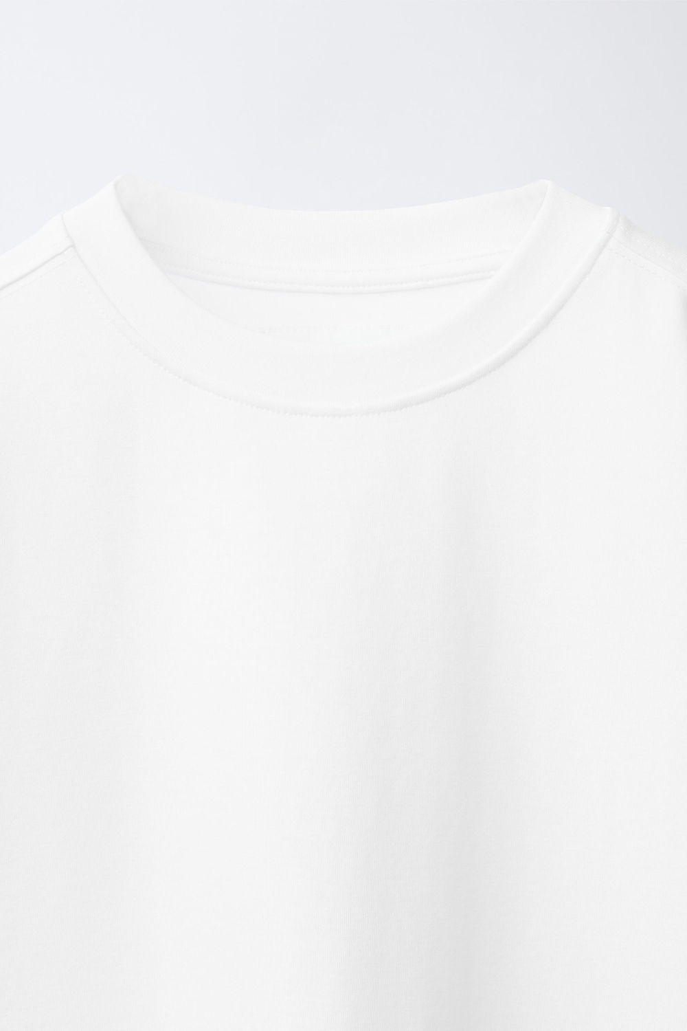 ZARA ОДНОТОННАЯ ФУТБОЛКА ИЗ ИНТЕРЛОКА, СВЕТЛЫЙ ЭКРЮ